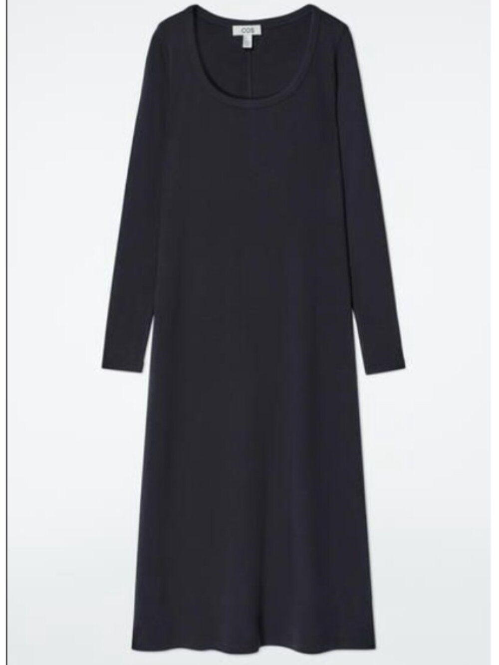 COS SLIM RIBBED-JERSEY MIDI DRESS - Navy